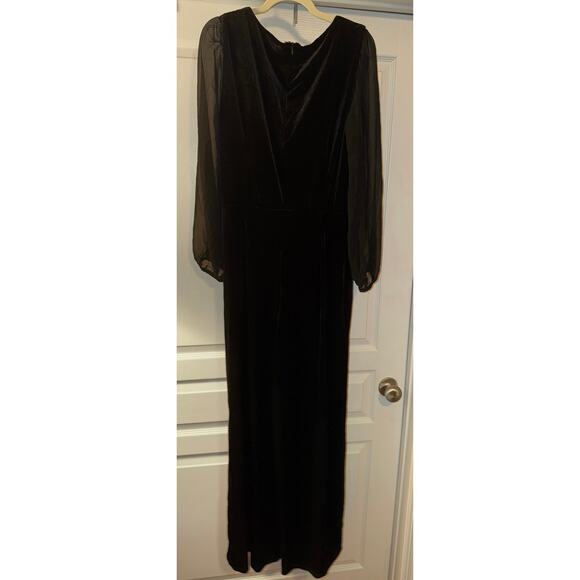 CeCe Black Velvet Tie Front Jumpsuit Size XL New without Tag MSRP $99 SOO - Picture 5 of 7